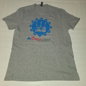 COORS LIGHT Mens Womens Short Sleeve Shirt Gray Graphic The Concert Tee Guitar